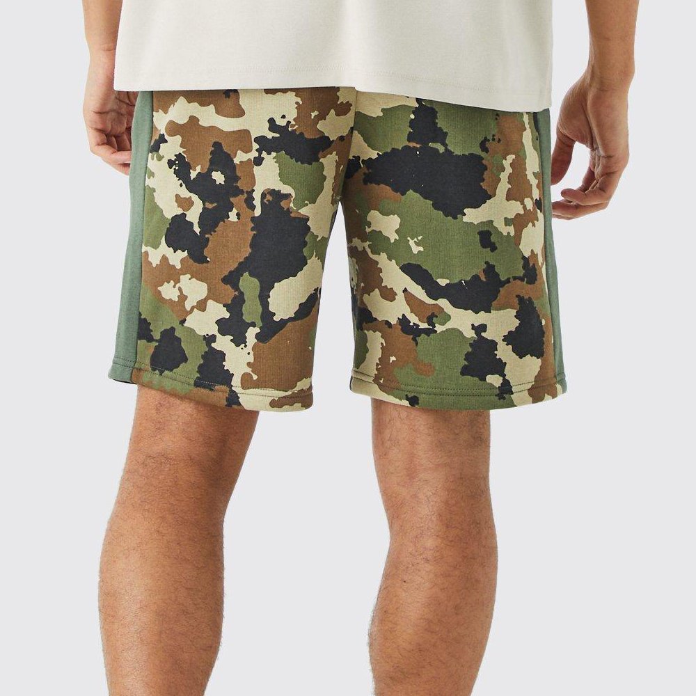 Relaxed Camo Side Panel Shorts