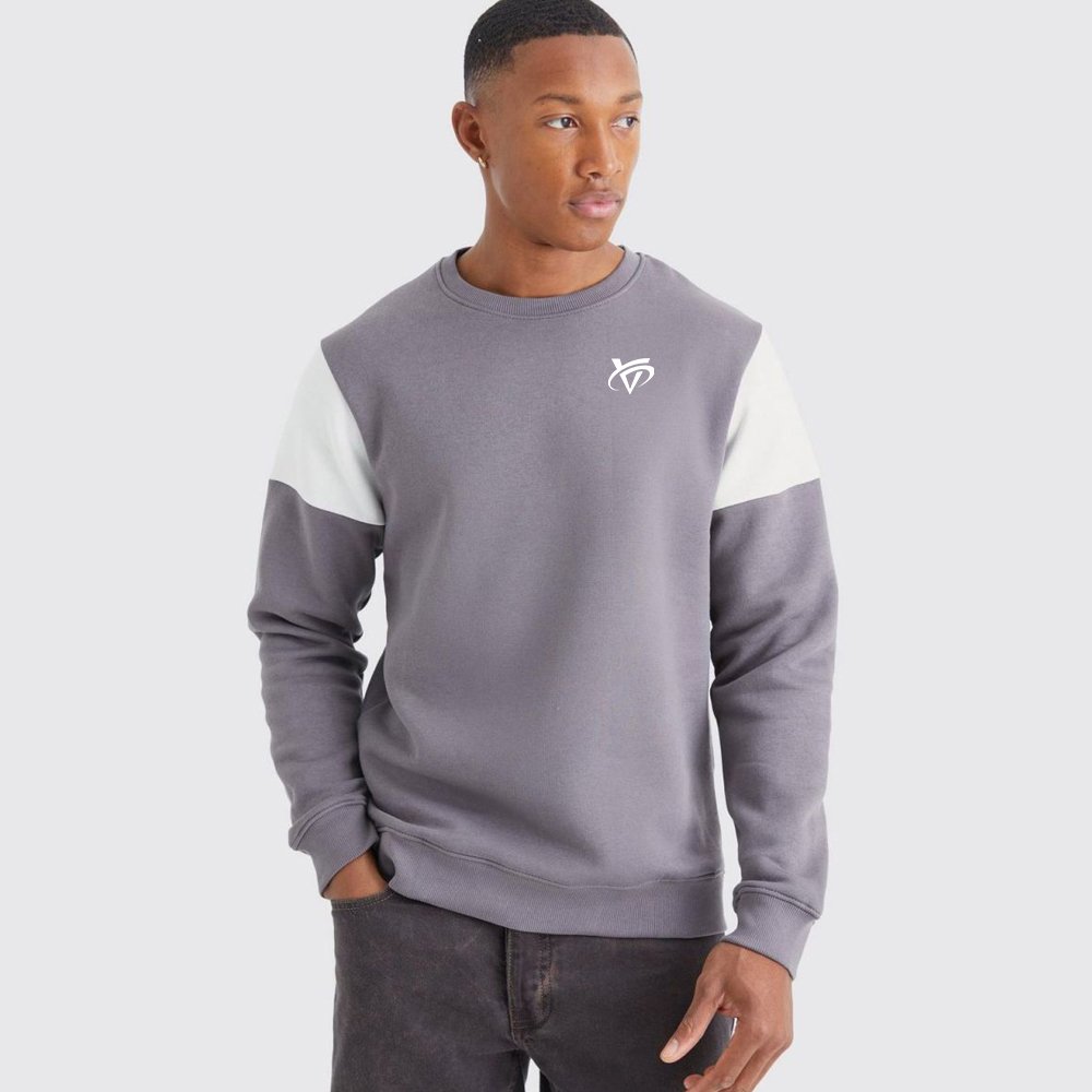 Slim Color Block Sweatshirt – Charcoal